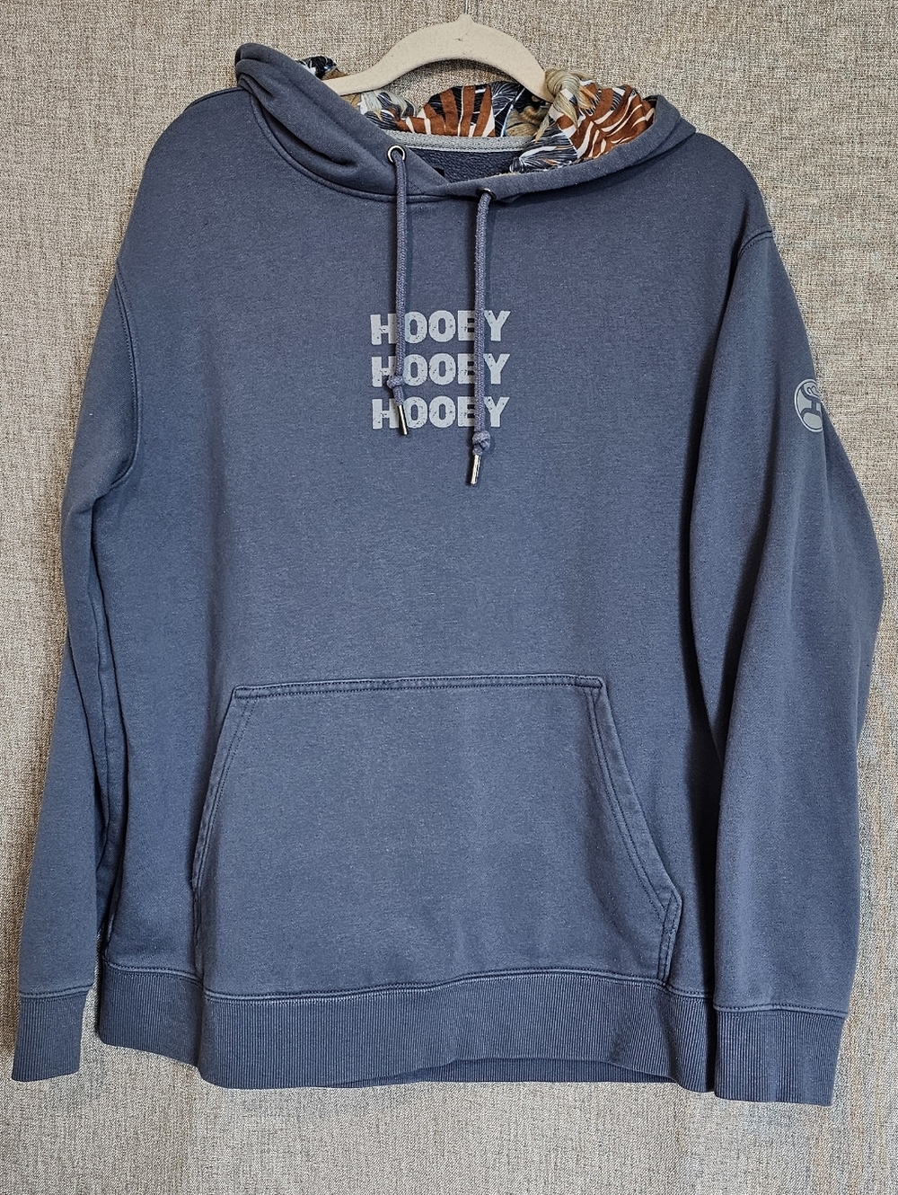 Hooey Men's Hoodie in Slate Blue with Graphic Lined Hood